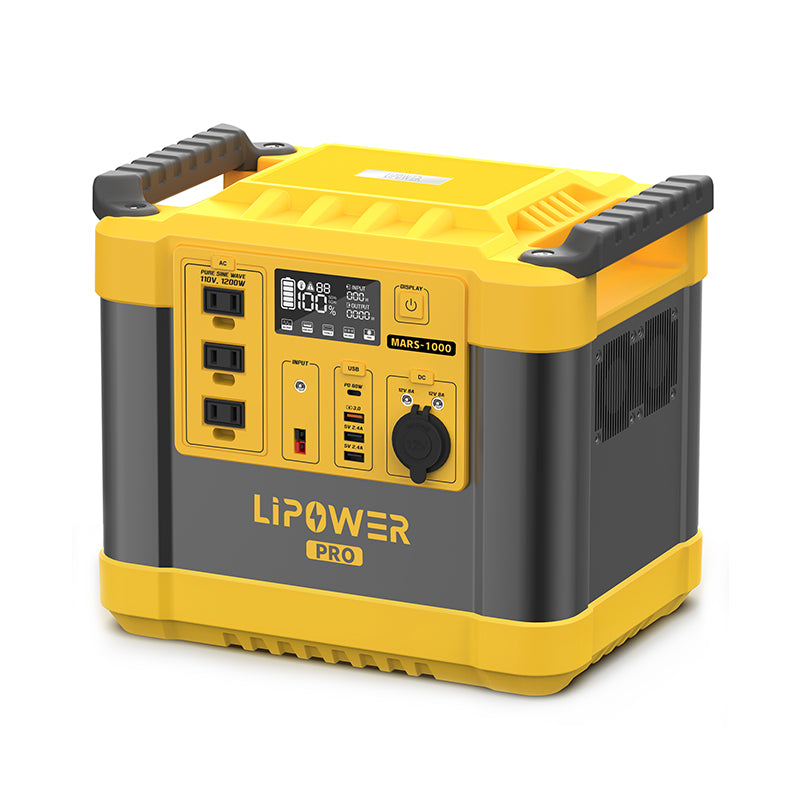 Portable Power Station 1200W LiFePO4 Battery LIPOWER MARS-1000 PRO yellow