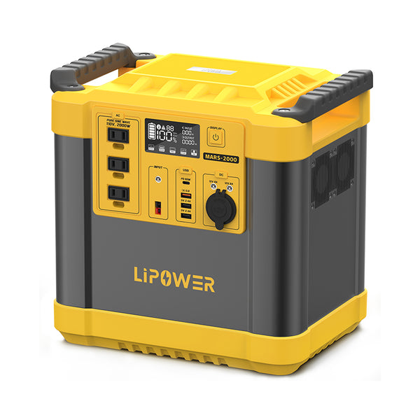 Portable Power Station 2000W LiFePO4 Battery LIPOWER MARS-2000 yellow