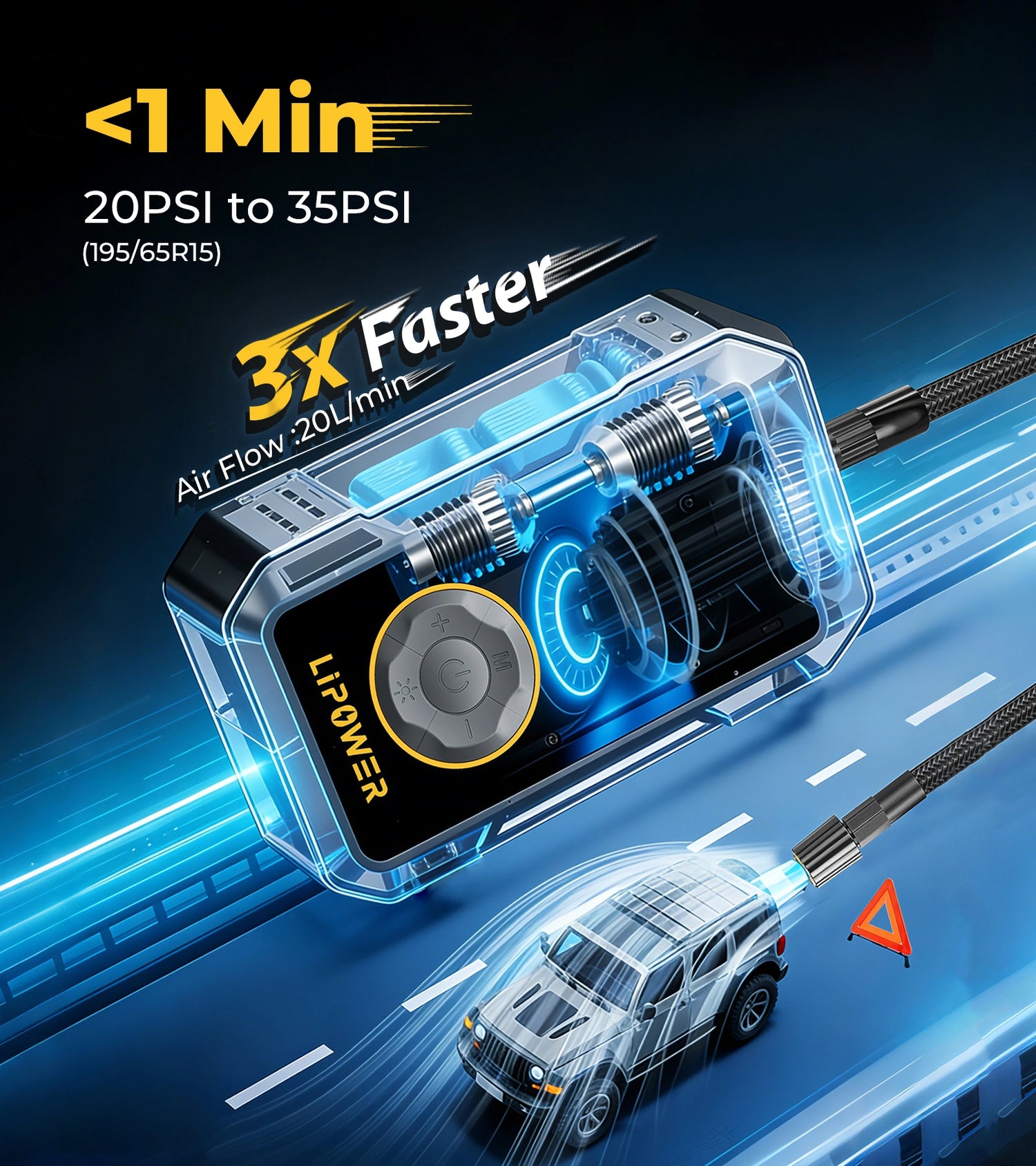 Lipower M8 Inflador de Neumáticos 150PSI con Compresor de Aire Portátil de 4000mAh