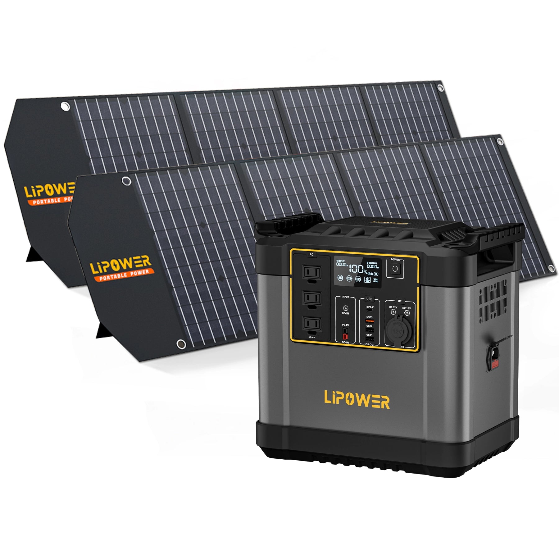 Portable solar generator power station for home backup with solar panels
