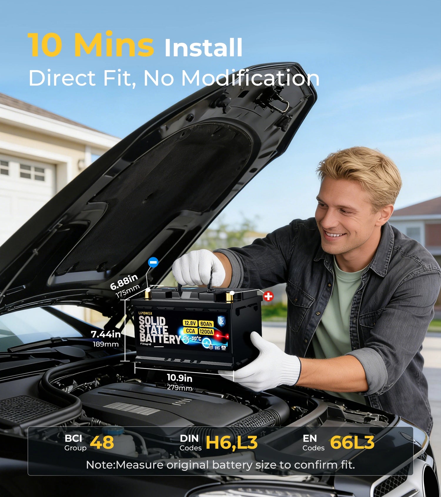 Batería de coche de arranque y parada en estado sólido Lipower CB1260EU CB1280EU