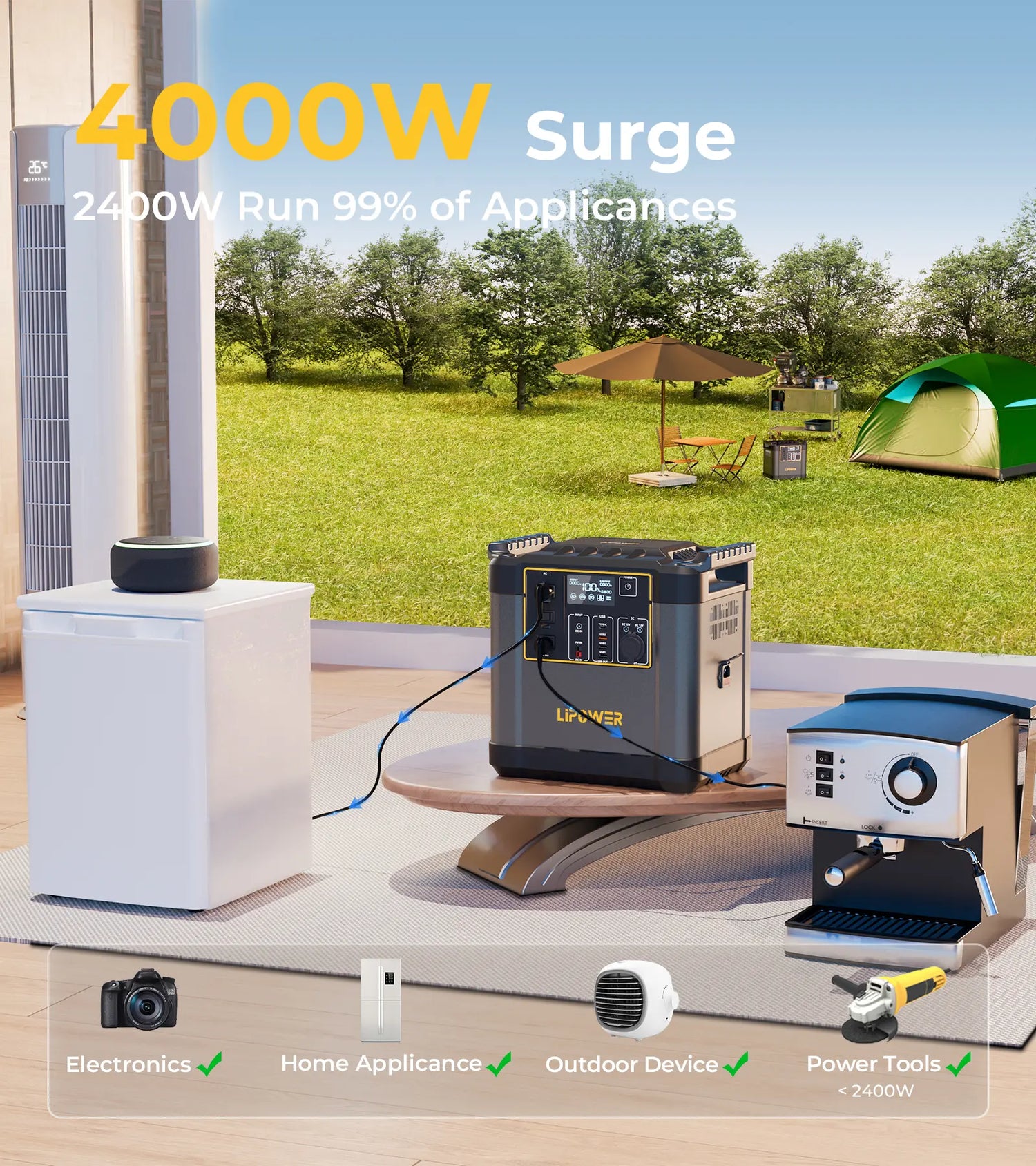 Lipower G2000L-S Portable Power Stations 2150Wh 2400W For Home Backup