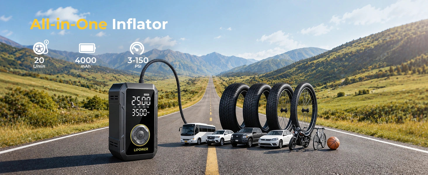 Lipower M8 all-in-one inflator for all your car bike ball need