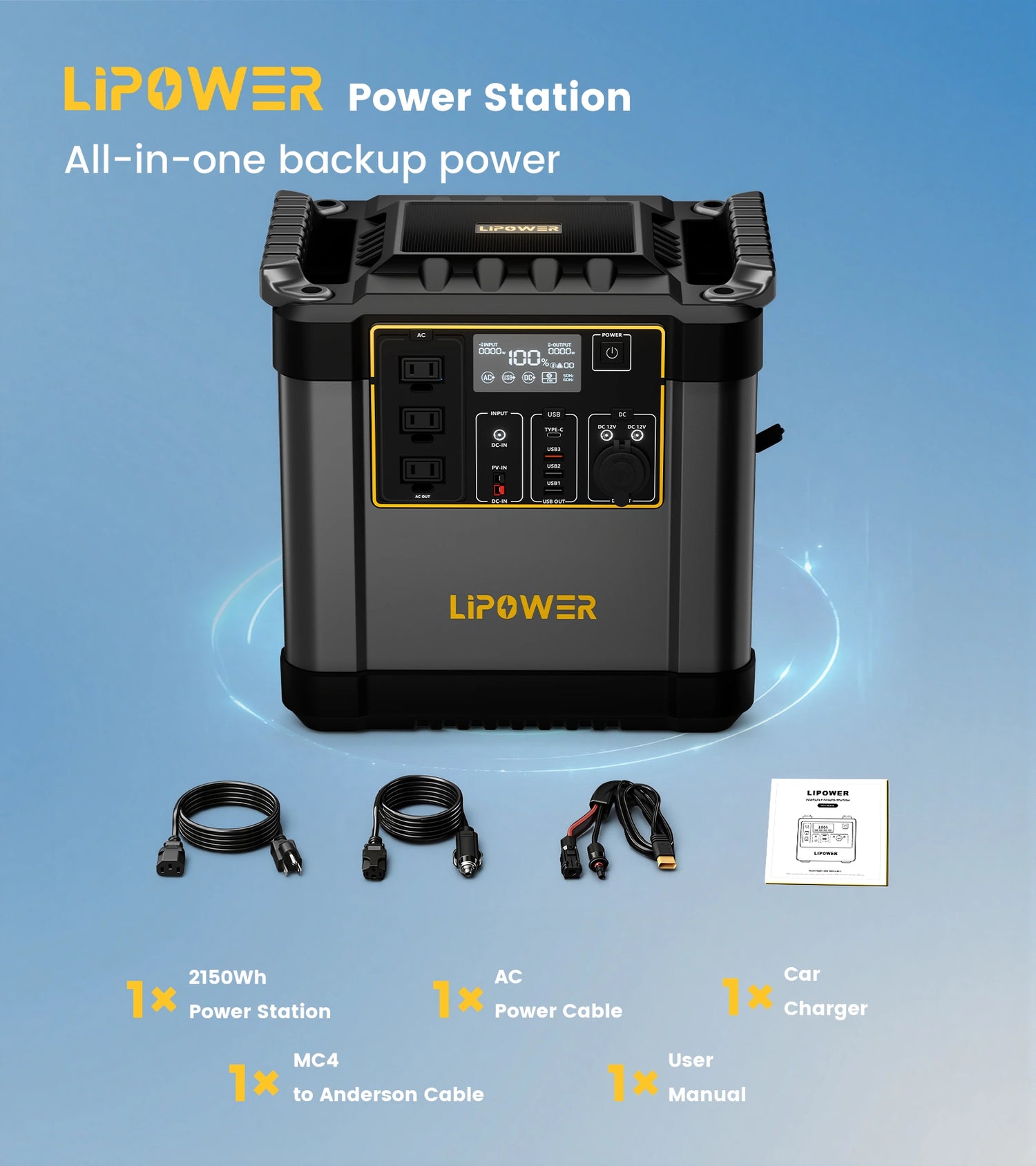 Lipower G2000L-S Portable Power Stations 2150Wh 2400W For Home Backup
