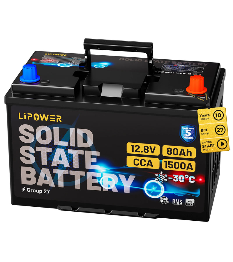 Lipower Group 27 Solid-State Car Battery 12.8V | 1500A CCA