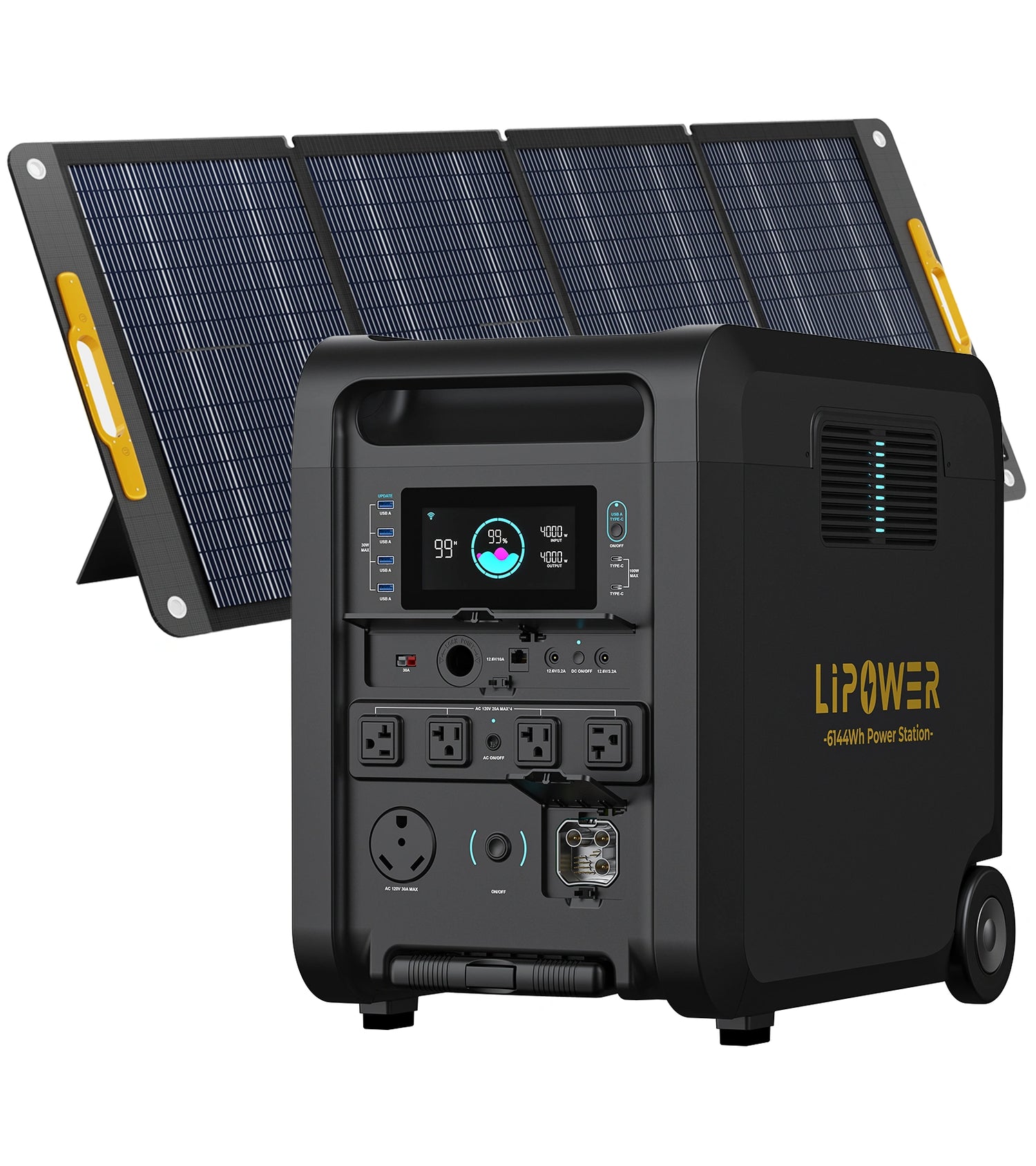 Estación de energía solar Lipower T4 Master de 6144 Wh y 4200 W para respaldo doméstico 