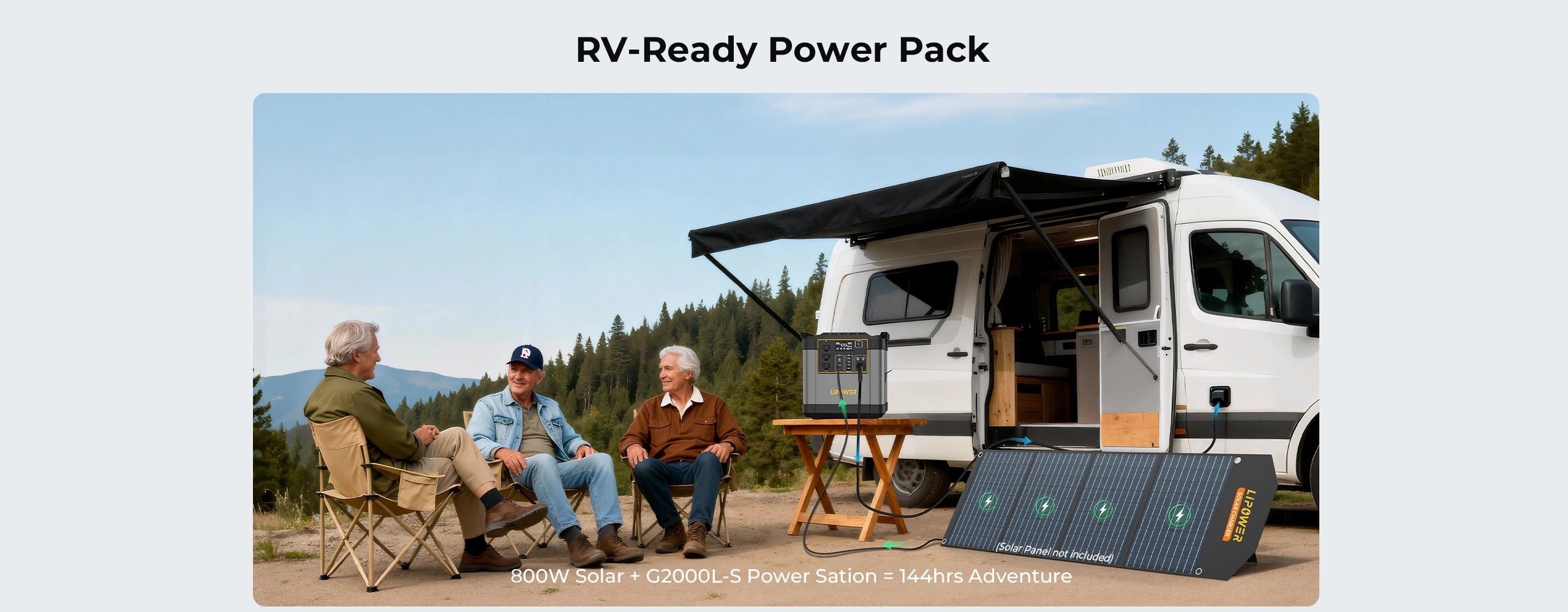 Portable solar generator power station for RV camping with solar panels
