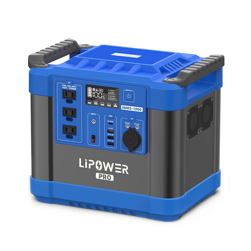 Portable Power Station 1200W LiFePO4 Battery LIPOWER MARS-1000 PRO blue