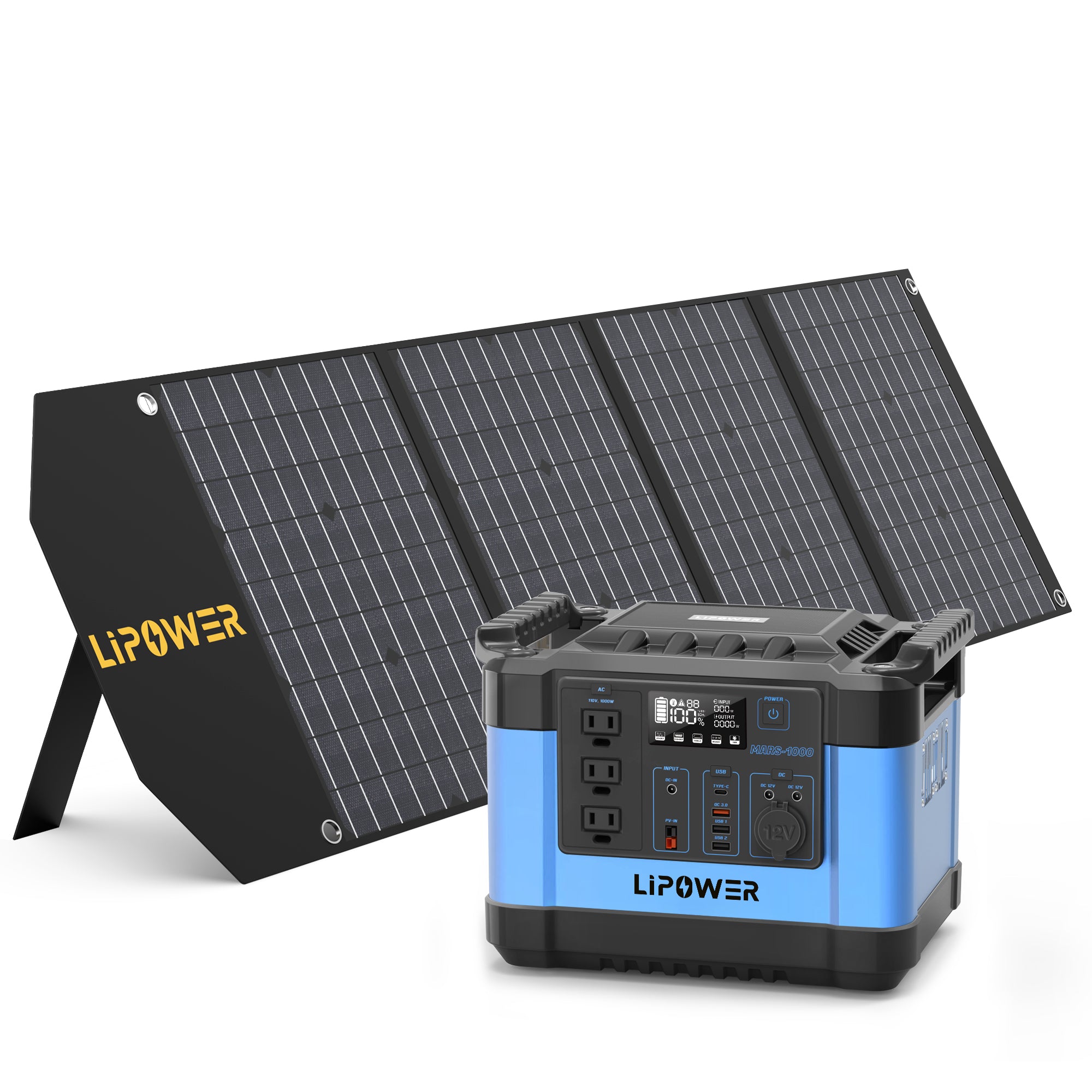 Solar Generator Kit 1000W (LIPOWER MARS-1000 +  APOLLE100)