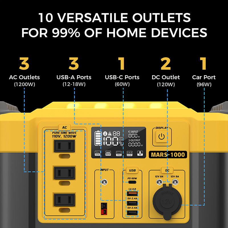 Portable Power Station 1200W LiFePO4 Battery LIPOWER MARS-1000 PRO